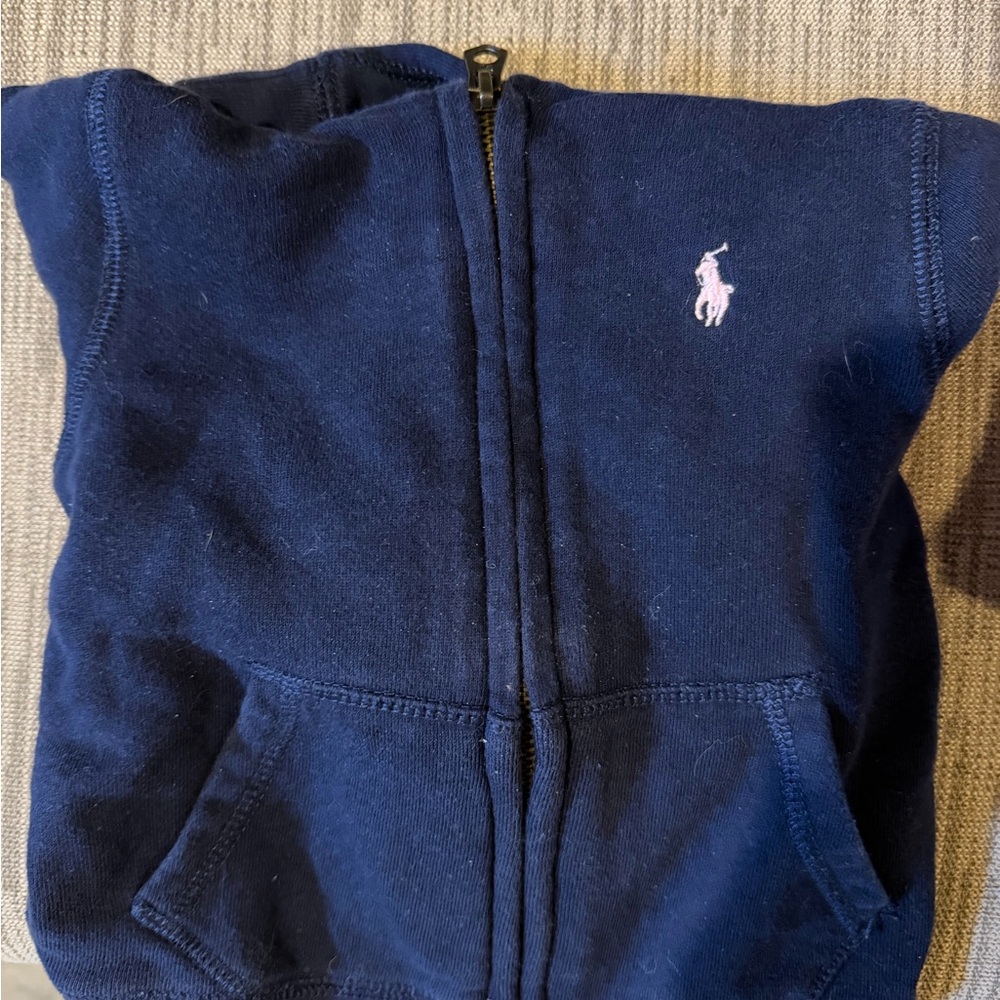 Polo by Ralph Lauren Kids Navy Hoodie with Pink Logo